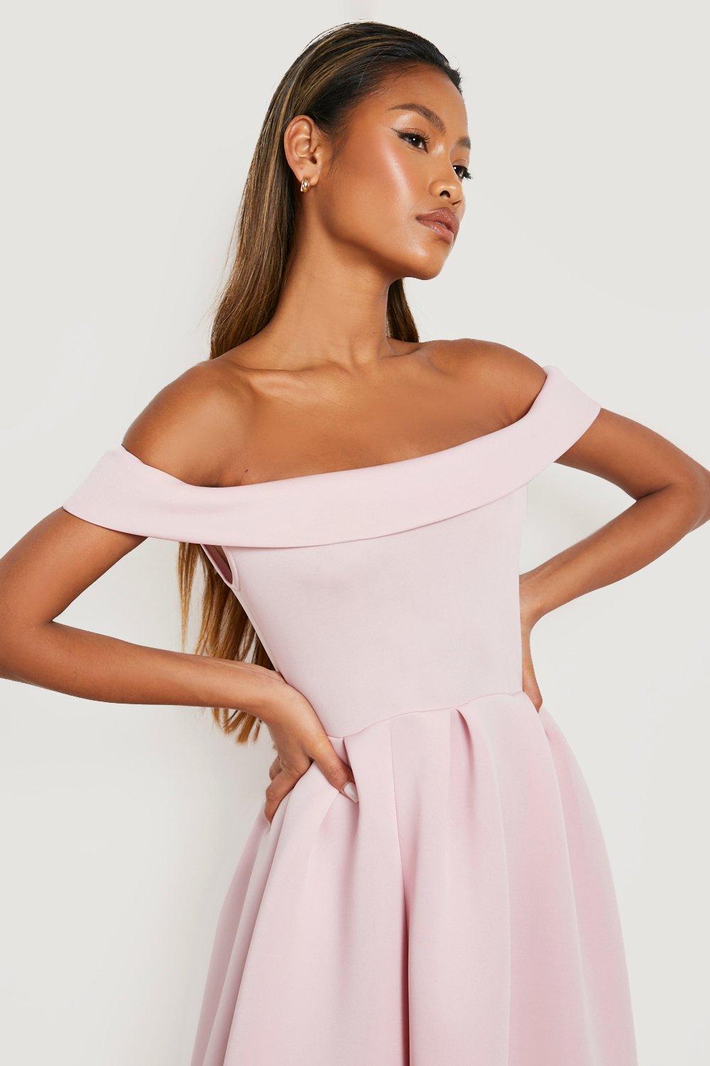 Bonded Scuba Off The Shoulder Maxi Dress