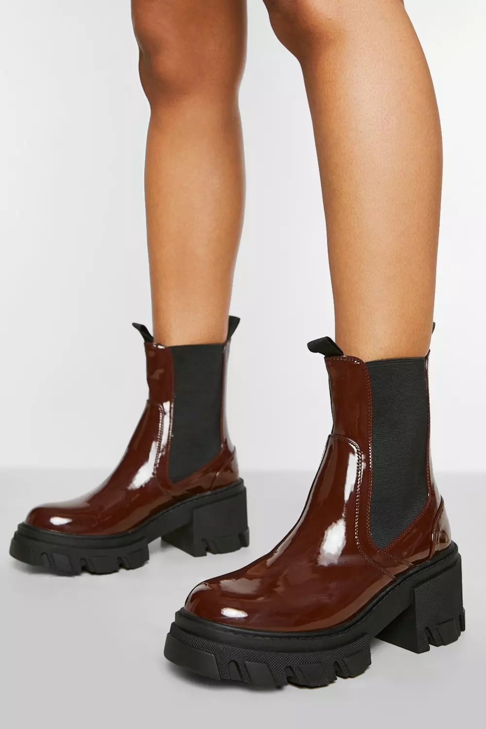 Boohoo chunky heel chelsea boot online