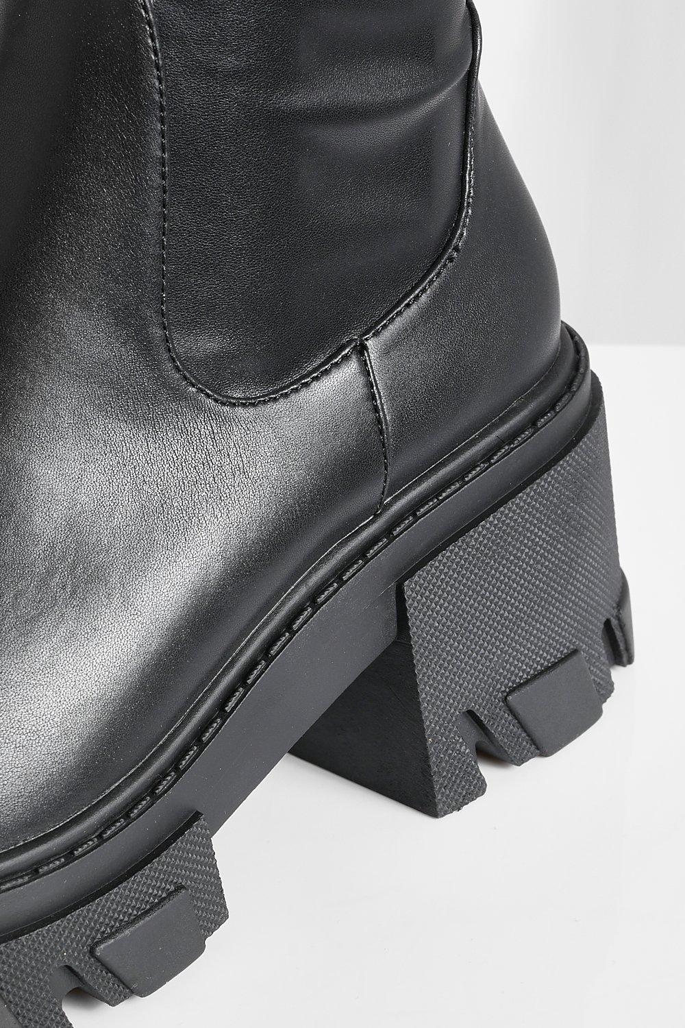 Chunky Heeled Boots - Black - Ladies