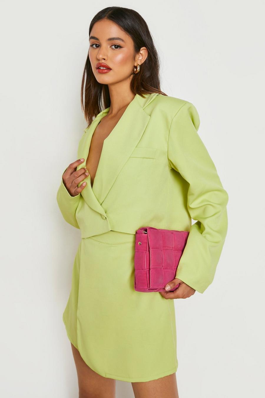 Lime verde Wrap Front Tailored Crop Blazer