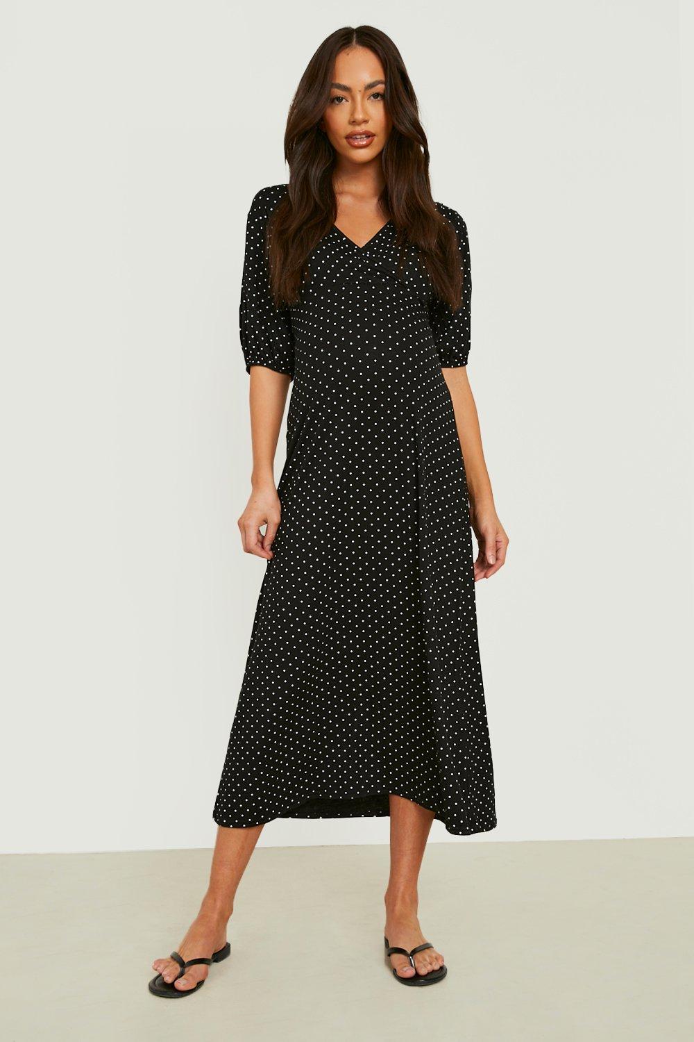 Boohoo polka dot outlet maternity dress