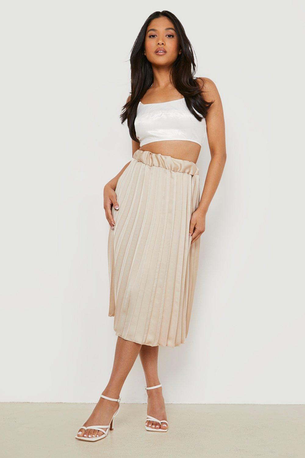 Pleated midi skirt boohoo sale