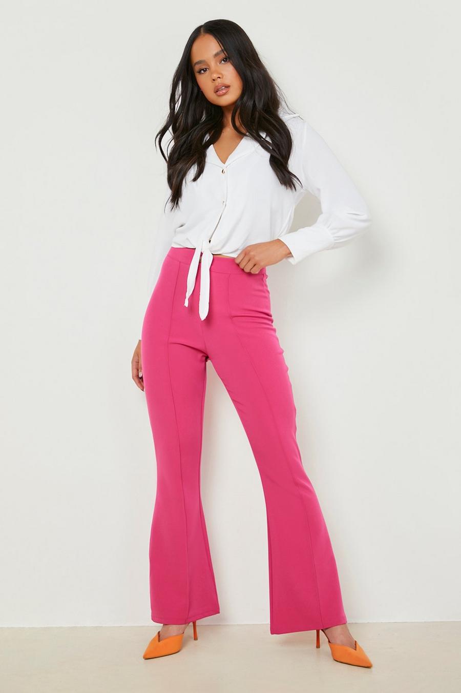 Hot pink Petite 30 Inch Seam Detail Flared Pants image number 1