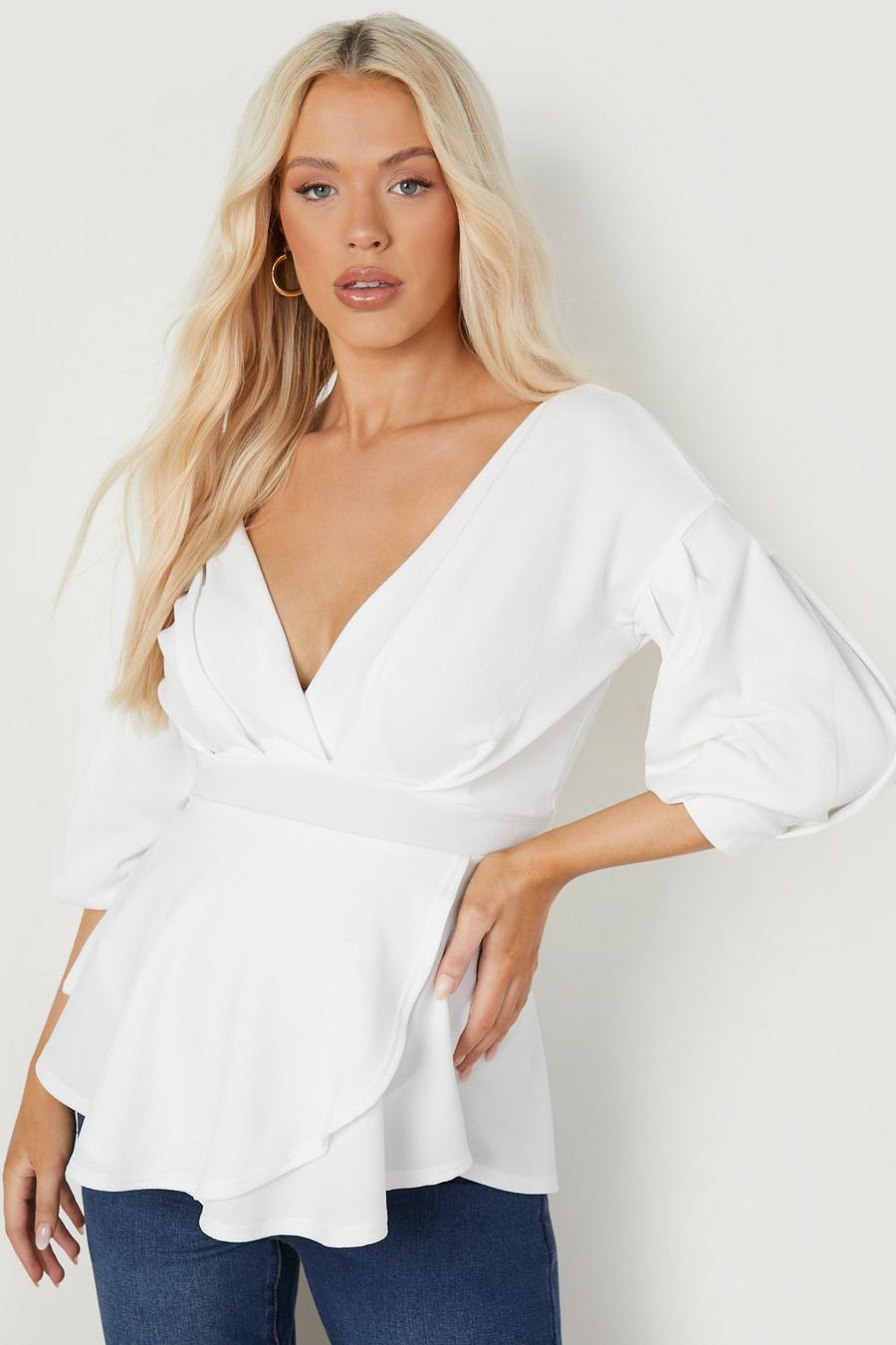 Ivory white Maternity Off The Shoulder Wrap Top