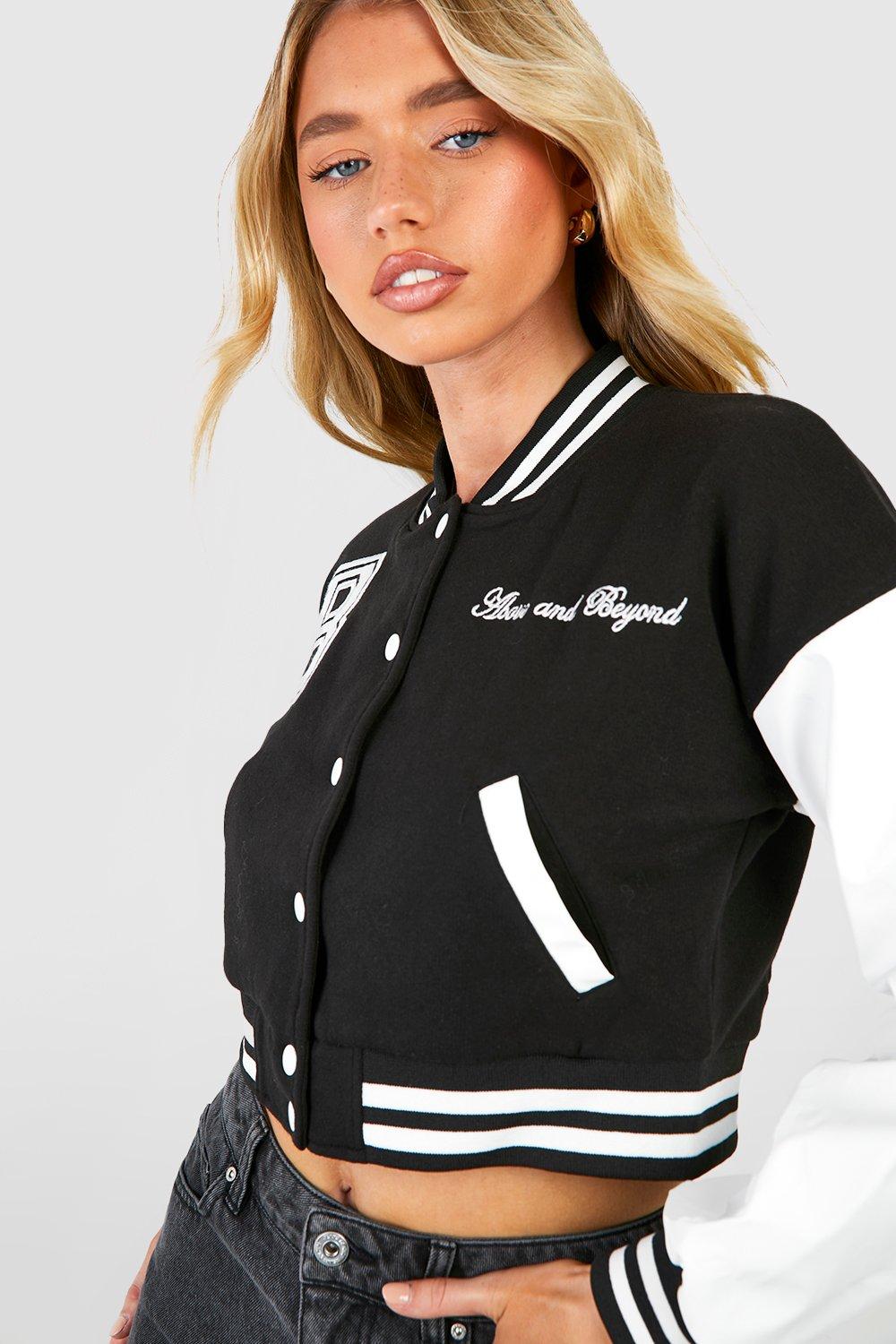 black crop bomber jacket womens