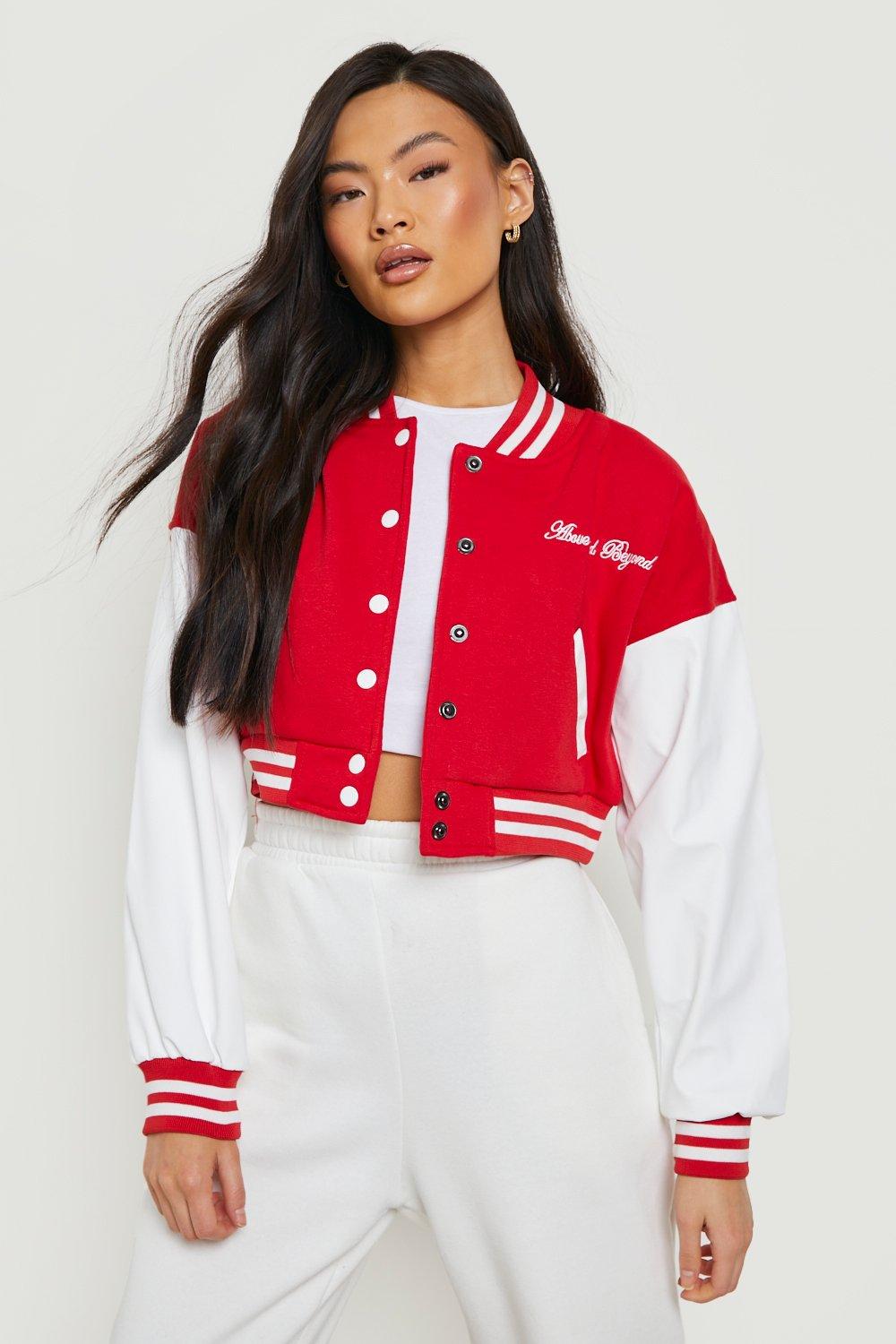 boohoo red bomber jacket