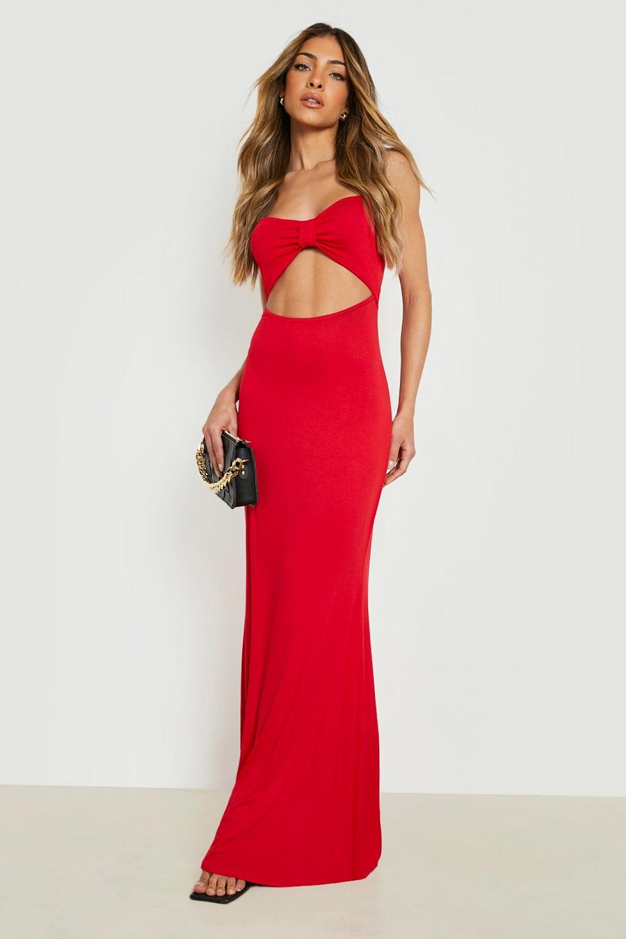 Red Cut Out Strappy Maxi Dress