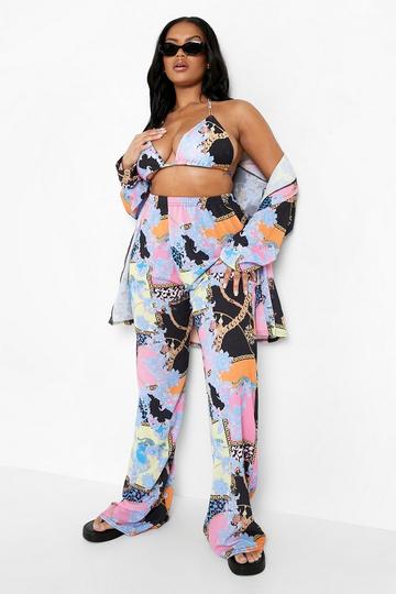 Plus Chain Print Beach Trousers multi