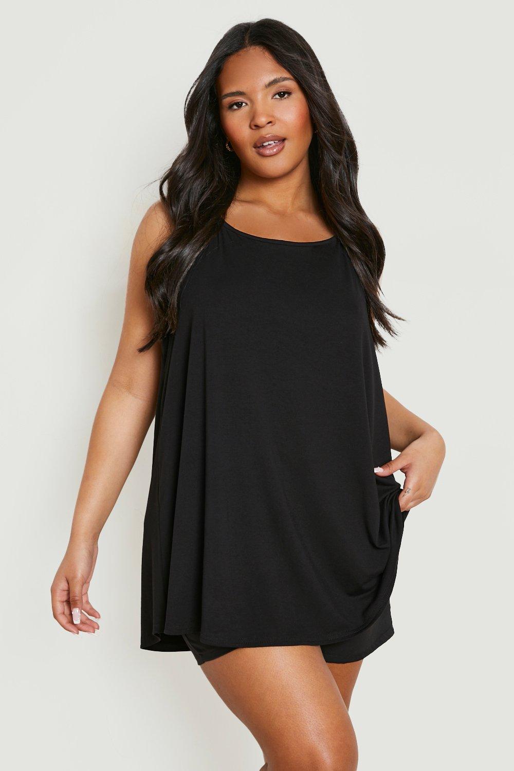 Short black swing dress sale