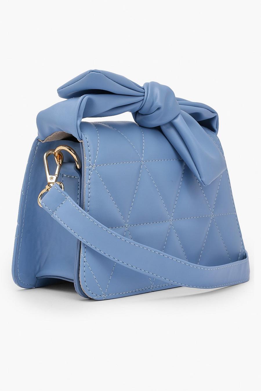 Baby blue Quilted Bow Strap Cross Body image number 1