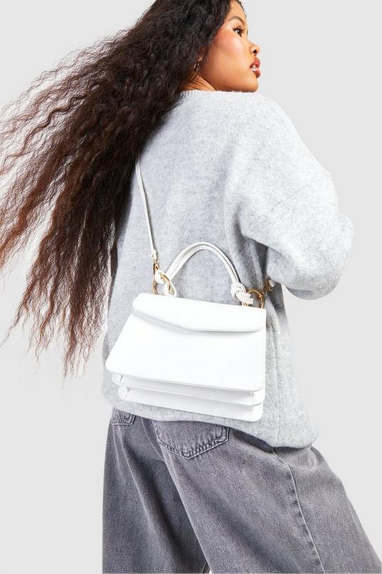 boohoo Braid Handle Structured Cross Body Bag - White - One Size