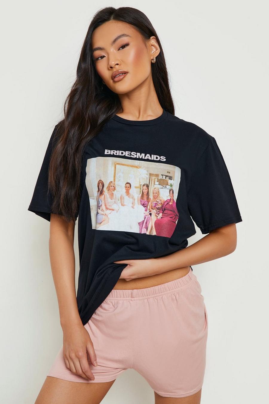 Pantalón corto y camiseta con estampado gráfico Bridesmaid, Blush rosa