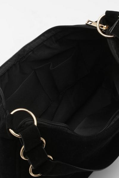 boohoo black Suede Link Shoulder Bag