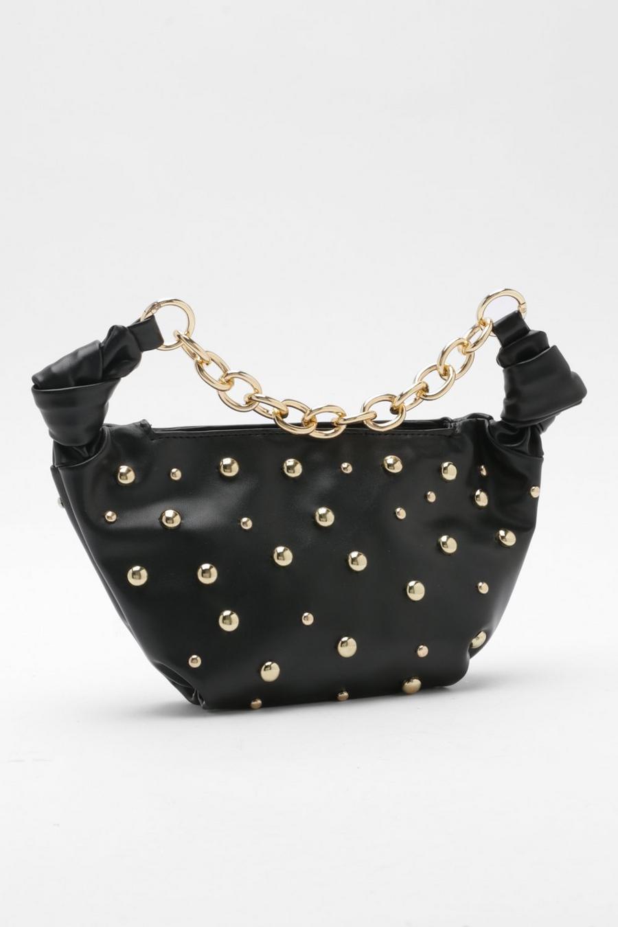 Black nero Mini Quilted Studded Chain Shoulder Bag 