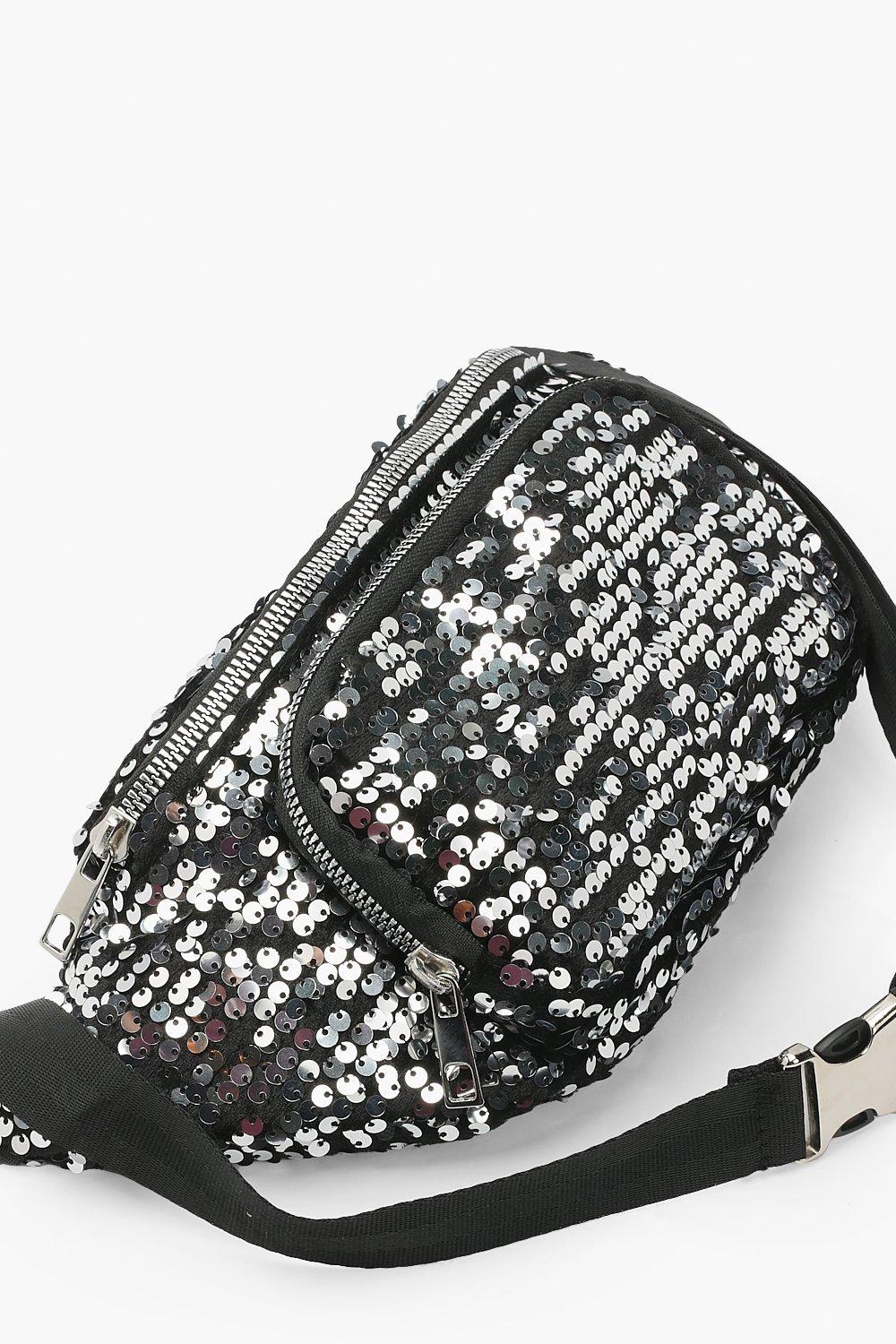 Black Sequin Bum Bag