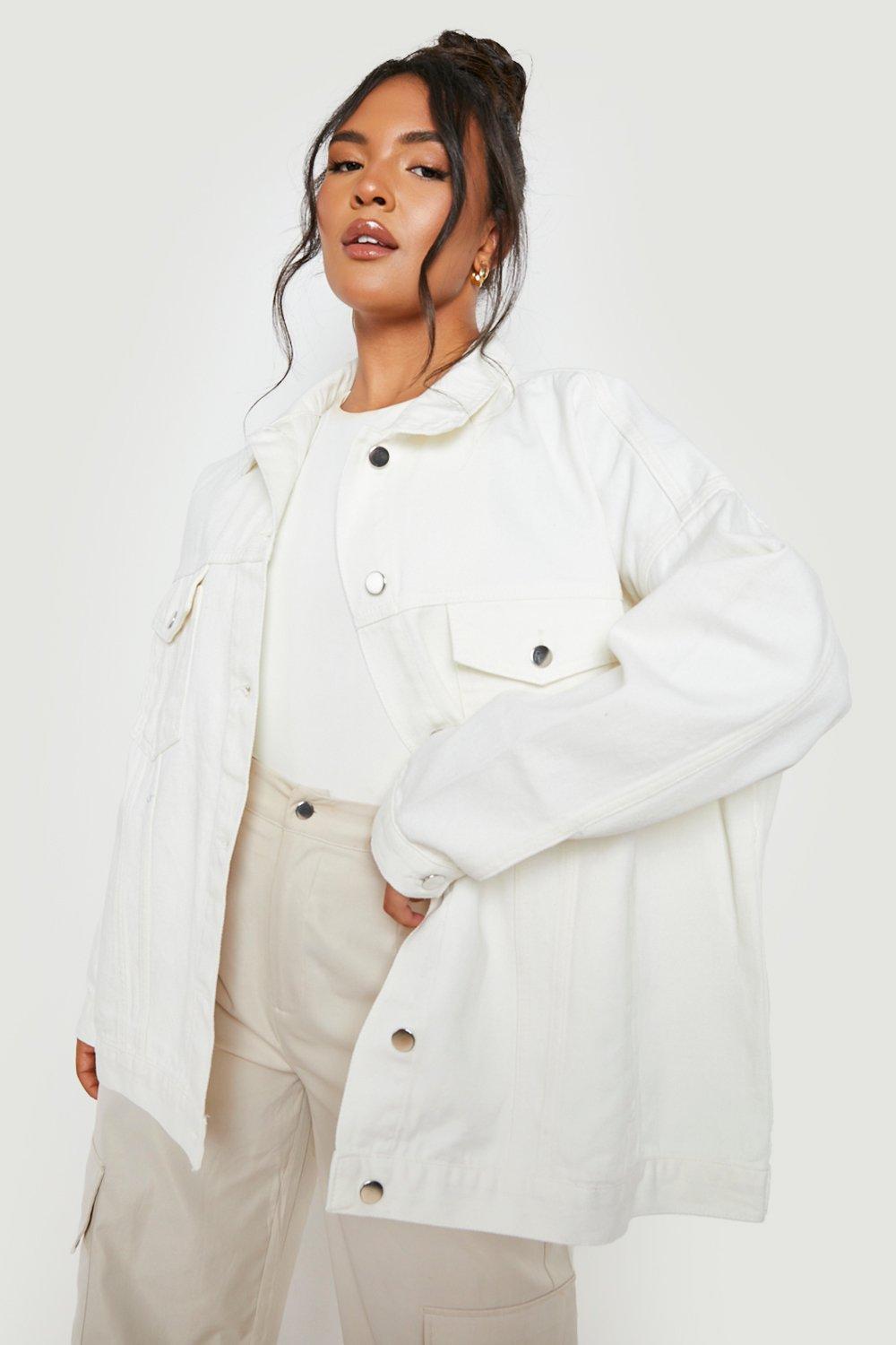 White denim clearance jacket boohoo