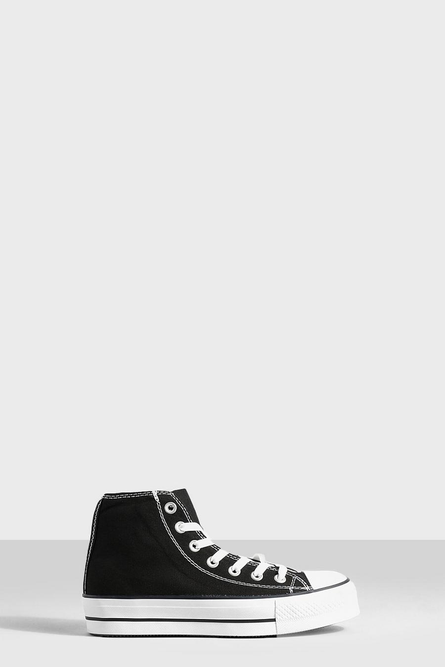 Scarpe da ginnastica alte in tela con suola spessa, Black nero image number 1