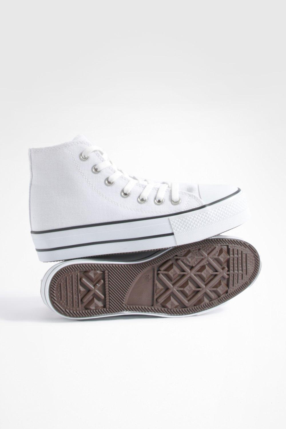 White canvas best sale high top sneakers