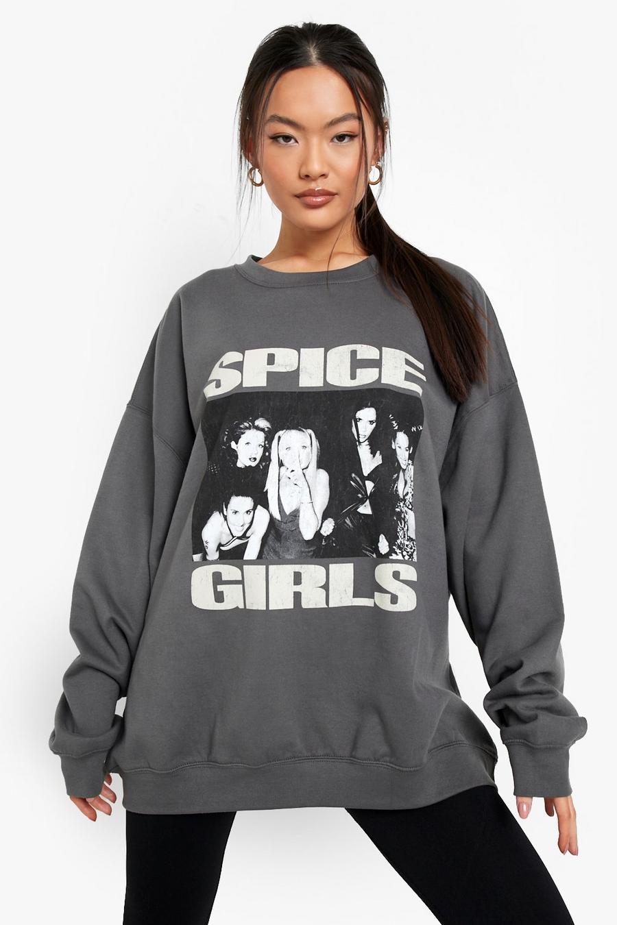 פחם gris סווטשירט אוברסייז עם מיתוג Spice Girls 