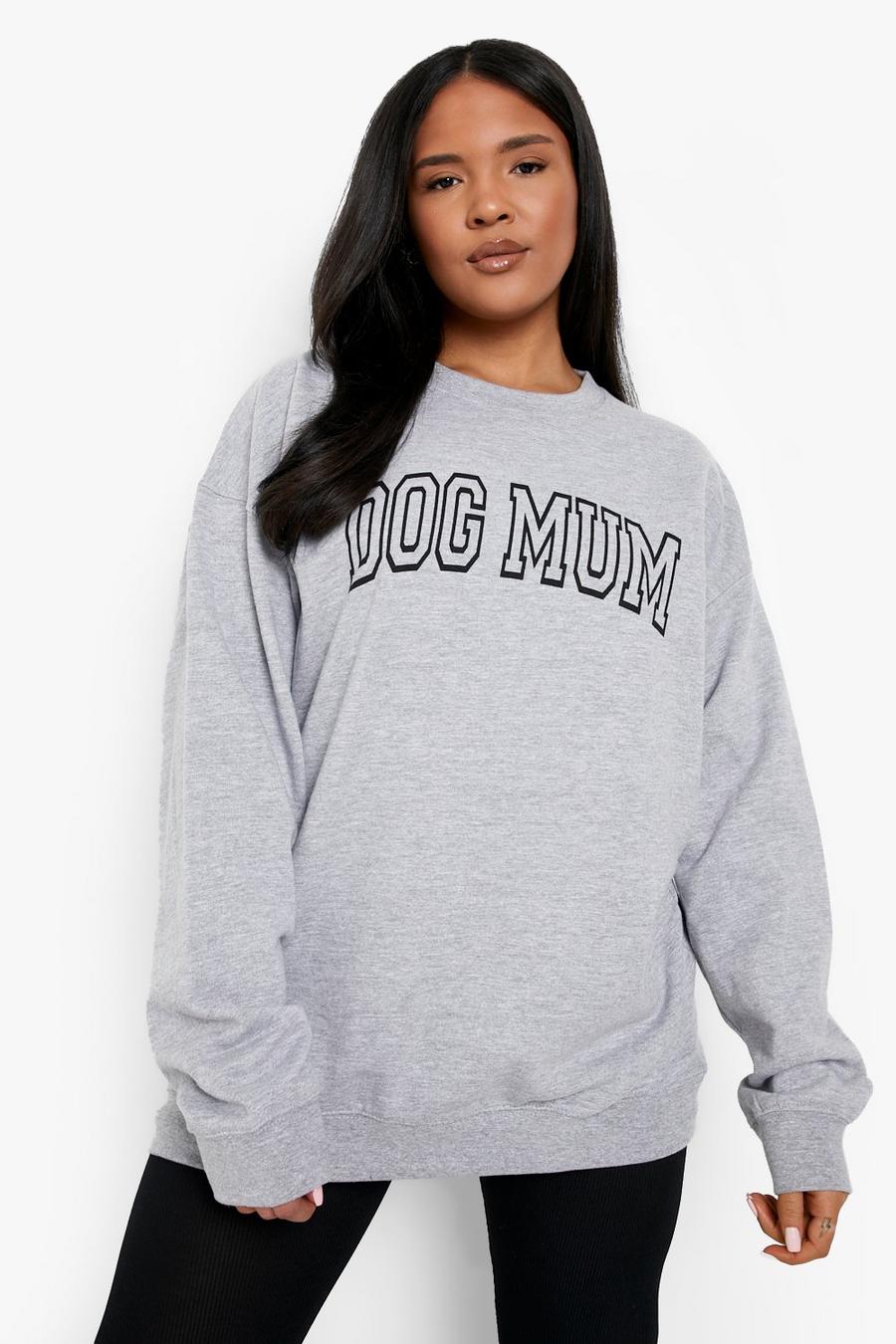 Sudadera Plus oversize con estampado de Dog Mum, Grey marl grigio
