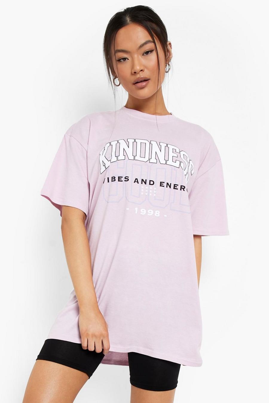 Lilac Kindness Printed Oversized T Shirt image number 1