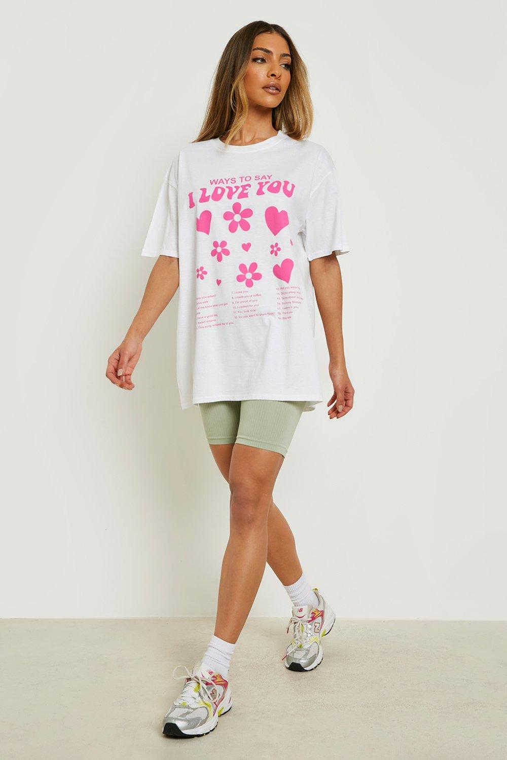 I Love You Oversized Printed T Shirt | boohoo