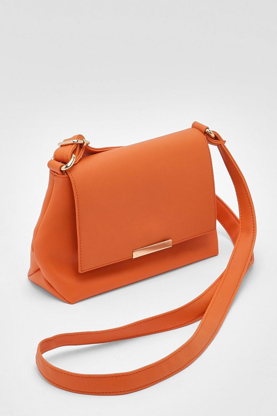 Orange Textured Cross Body Bag