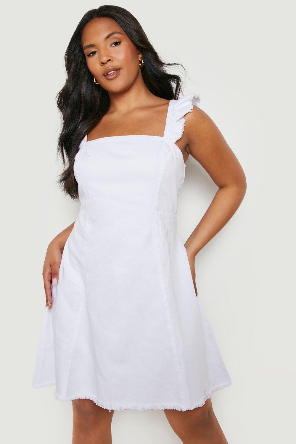 Plus size white denim dress hotsell