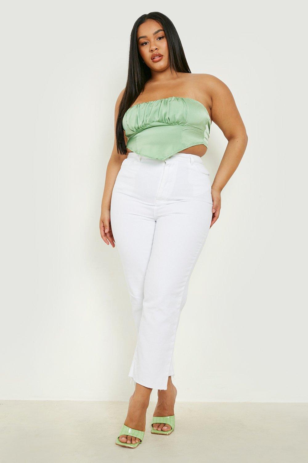 White ankle pants cheap plus size