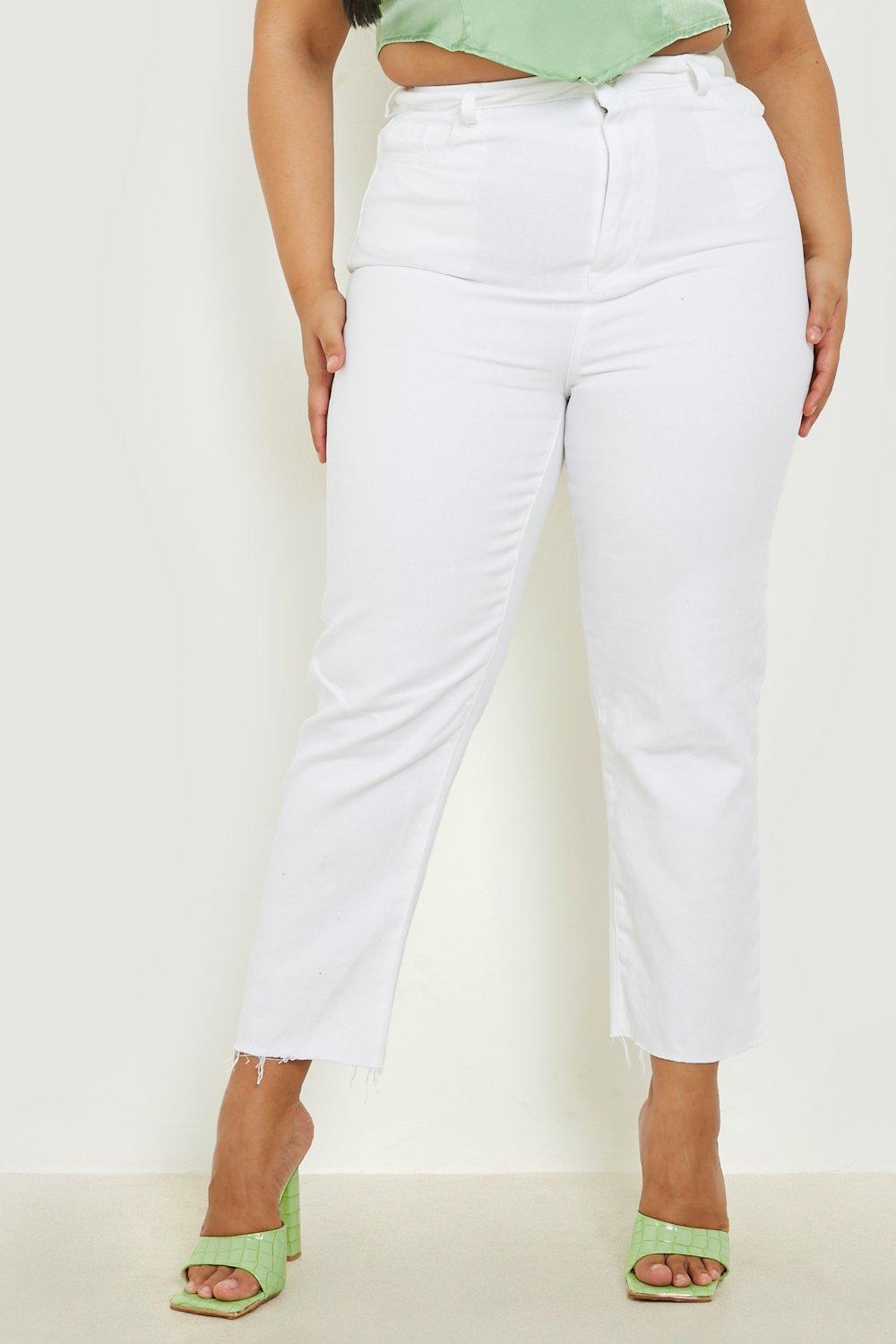 Plus size high store waisted white jeans