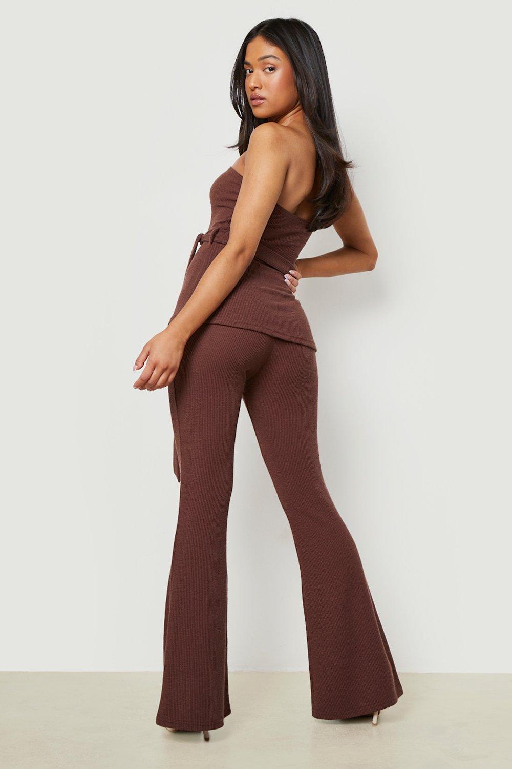 Ribbed store flared trousers