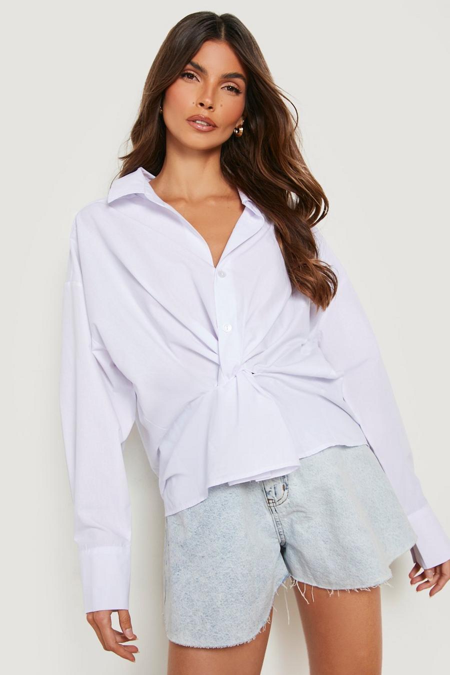 White Oversized Gedraaide Blouse image number 1