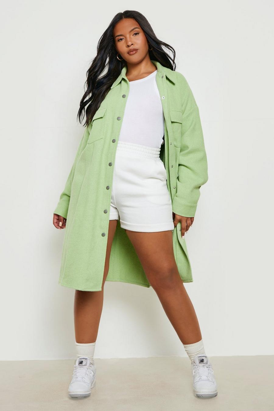 Camisa chaqueta Plus larga, Apple green gerde