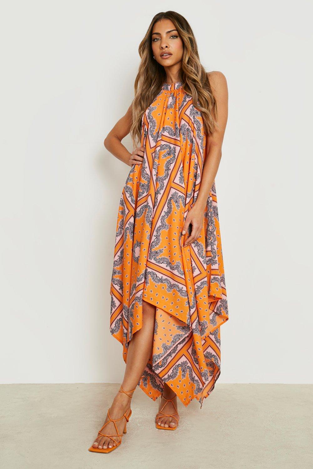 Boohoo scarf 2024 print dress