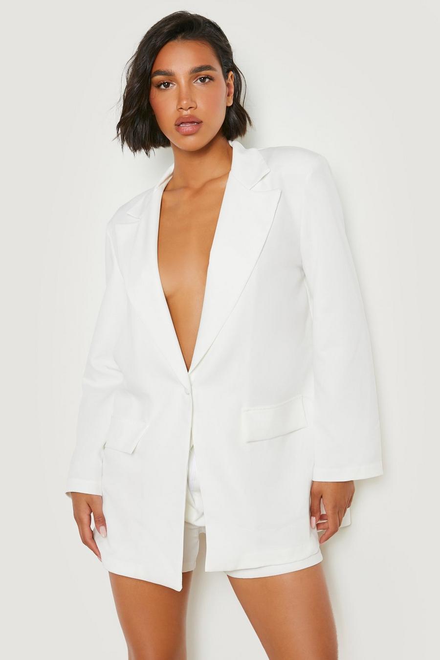 Ivory white Oversized Tailored Blazer