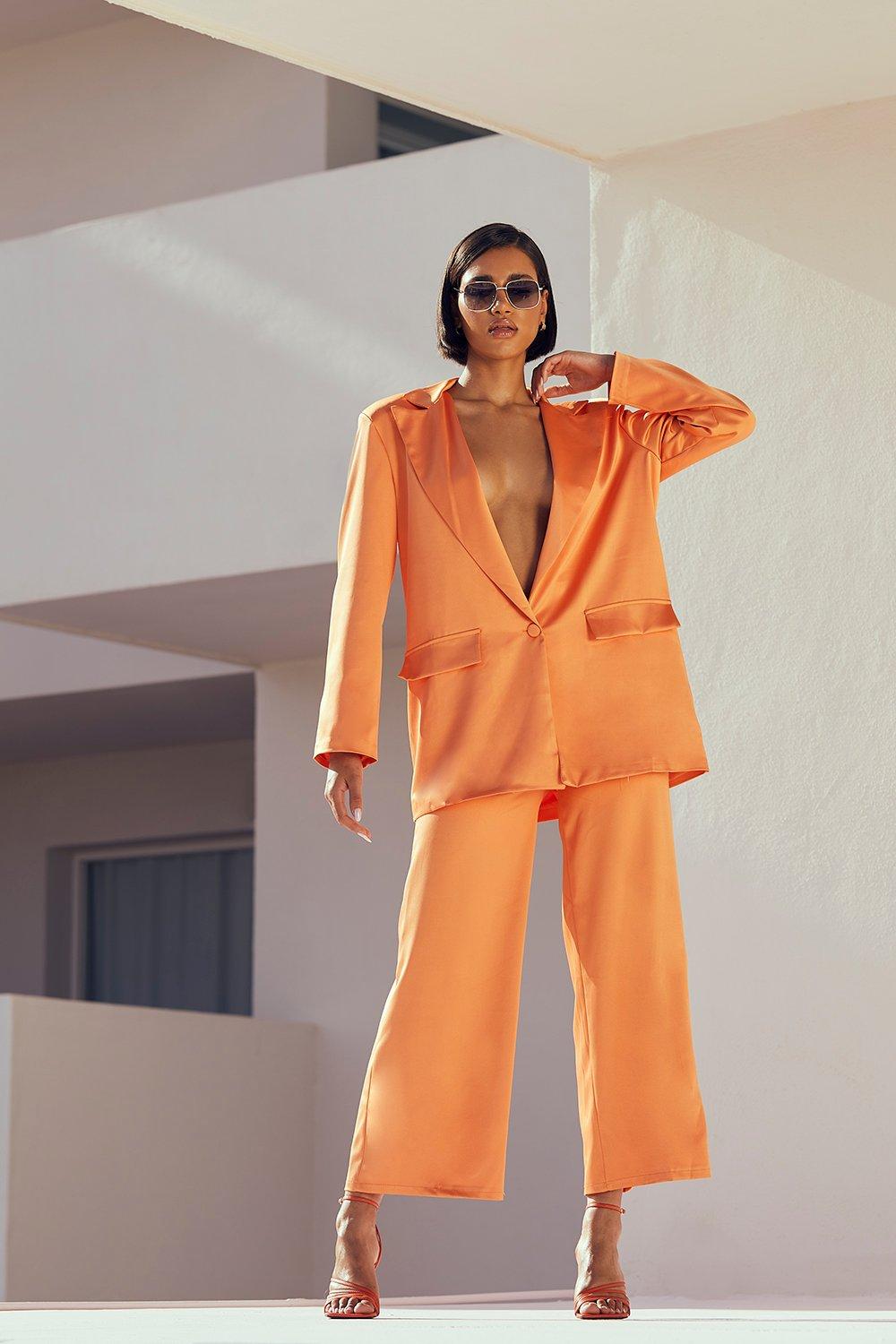Satin Relaxed Fit Tailored Trousers boohoo