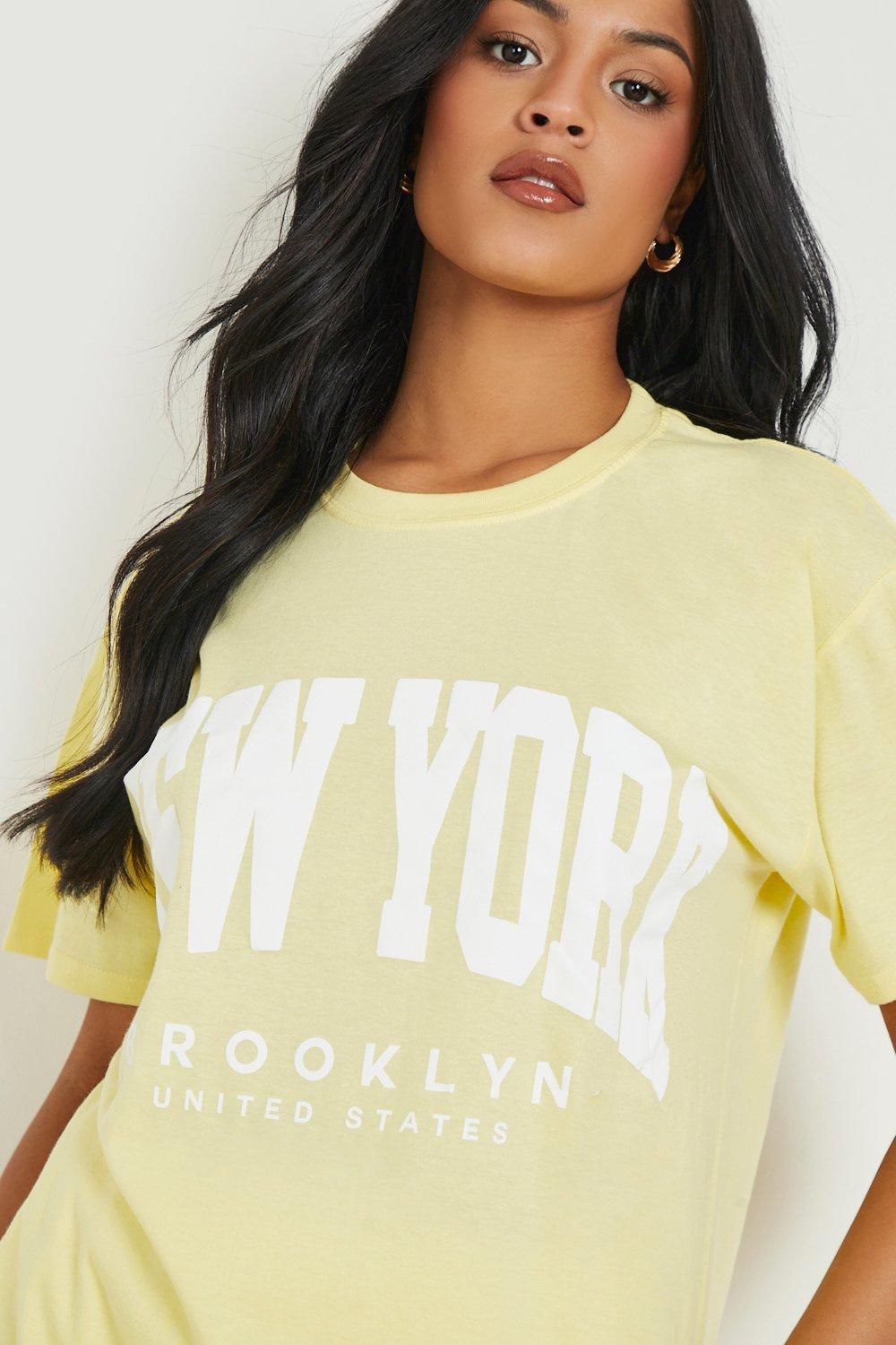 boohoo Tall New York Print Oversized T-Shirt - White - Size M