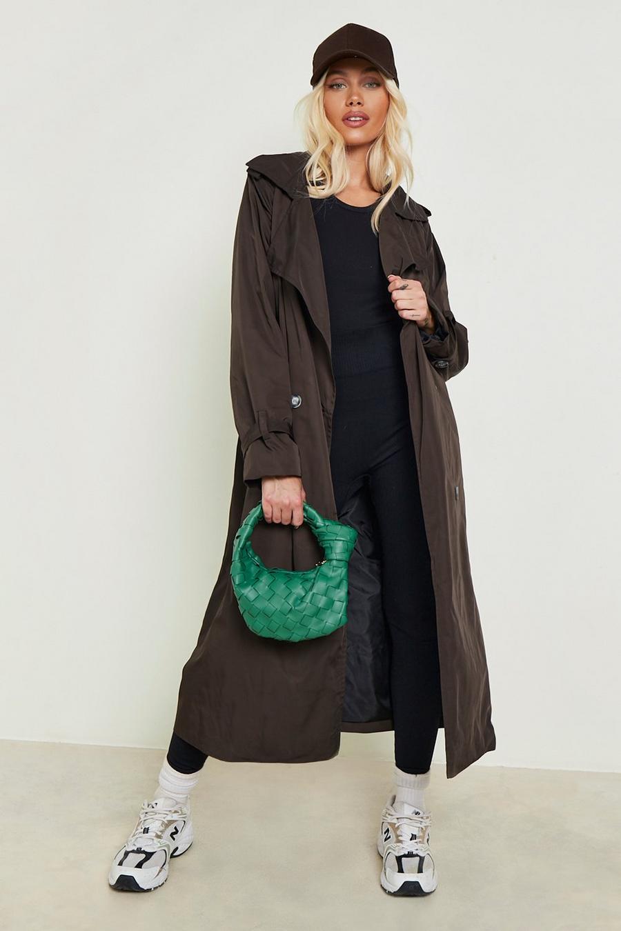 Mocha Belted Woven Trench Coat image number 1