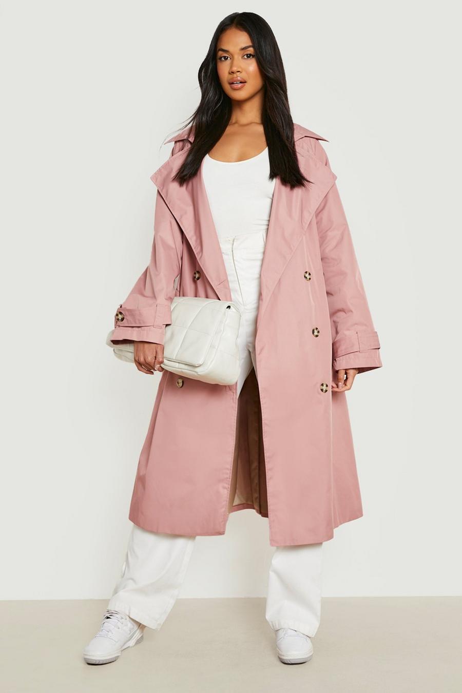 Dusky pink rose Oversized Luxe Belted Trench Coat