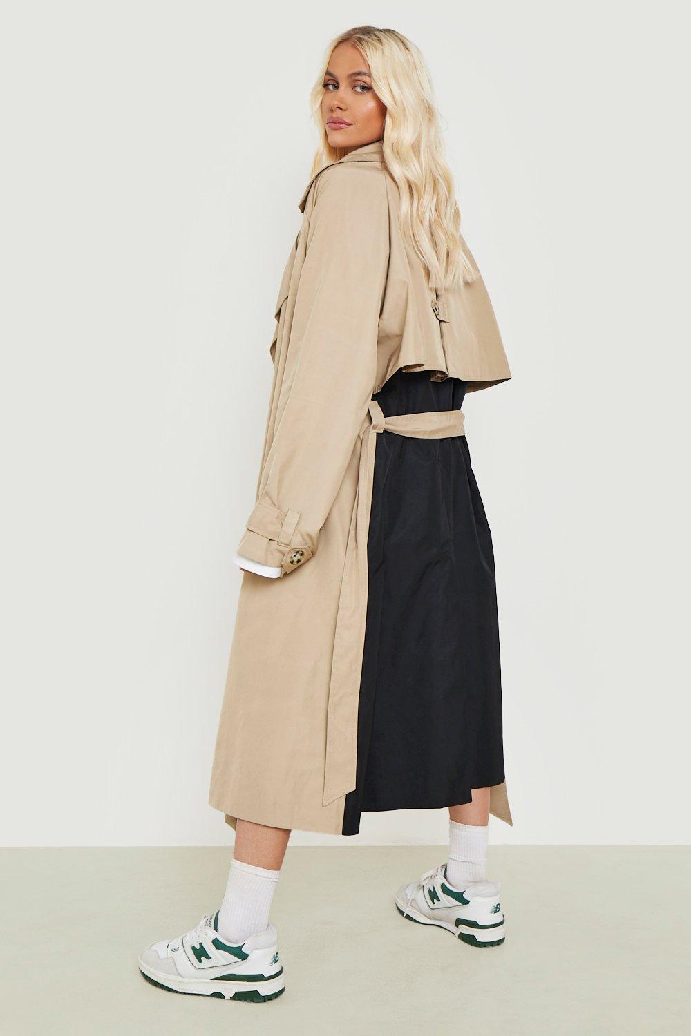 Oversized Luxe Back Panel Trench Coat | boohoo Oversized Luxe Back Panel Trench Coat | boohoo