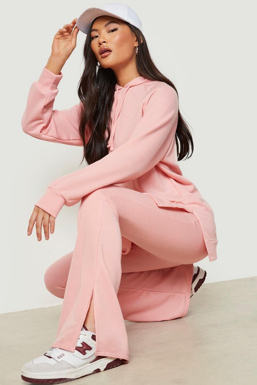 Blush pink Split Side Hoodie & Trouser Loungewear Set 