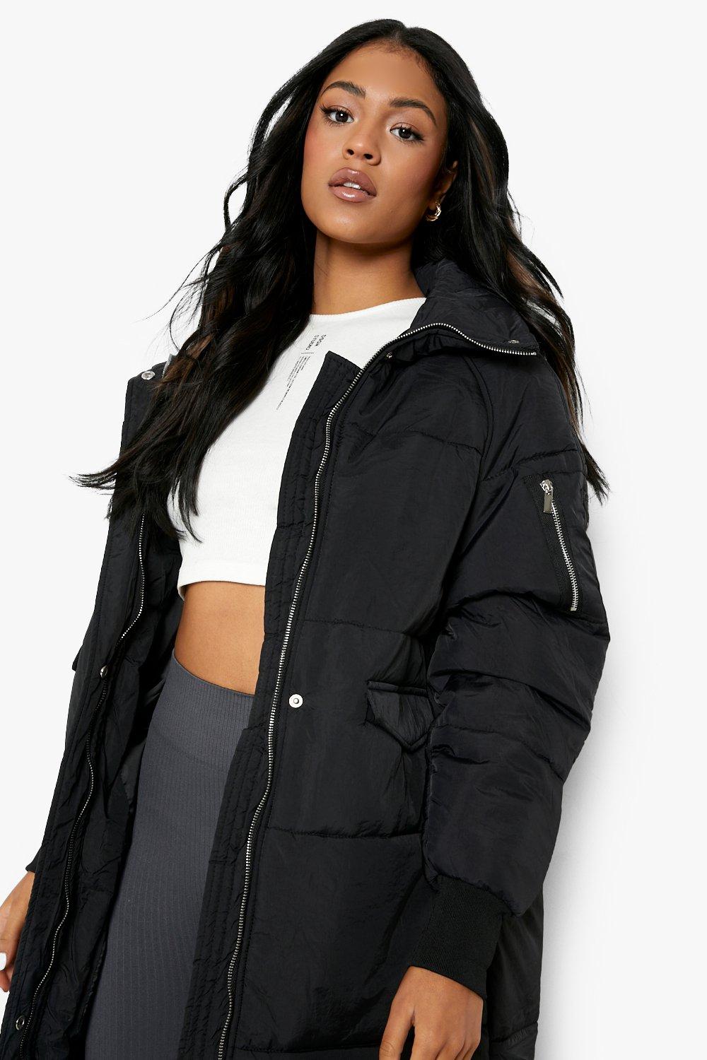 Longline Puffer Coat boohoo NO