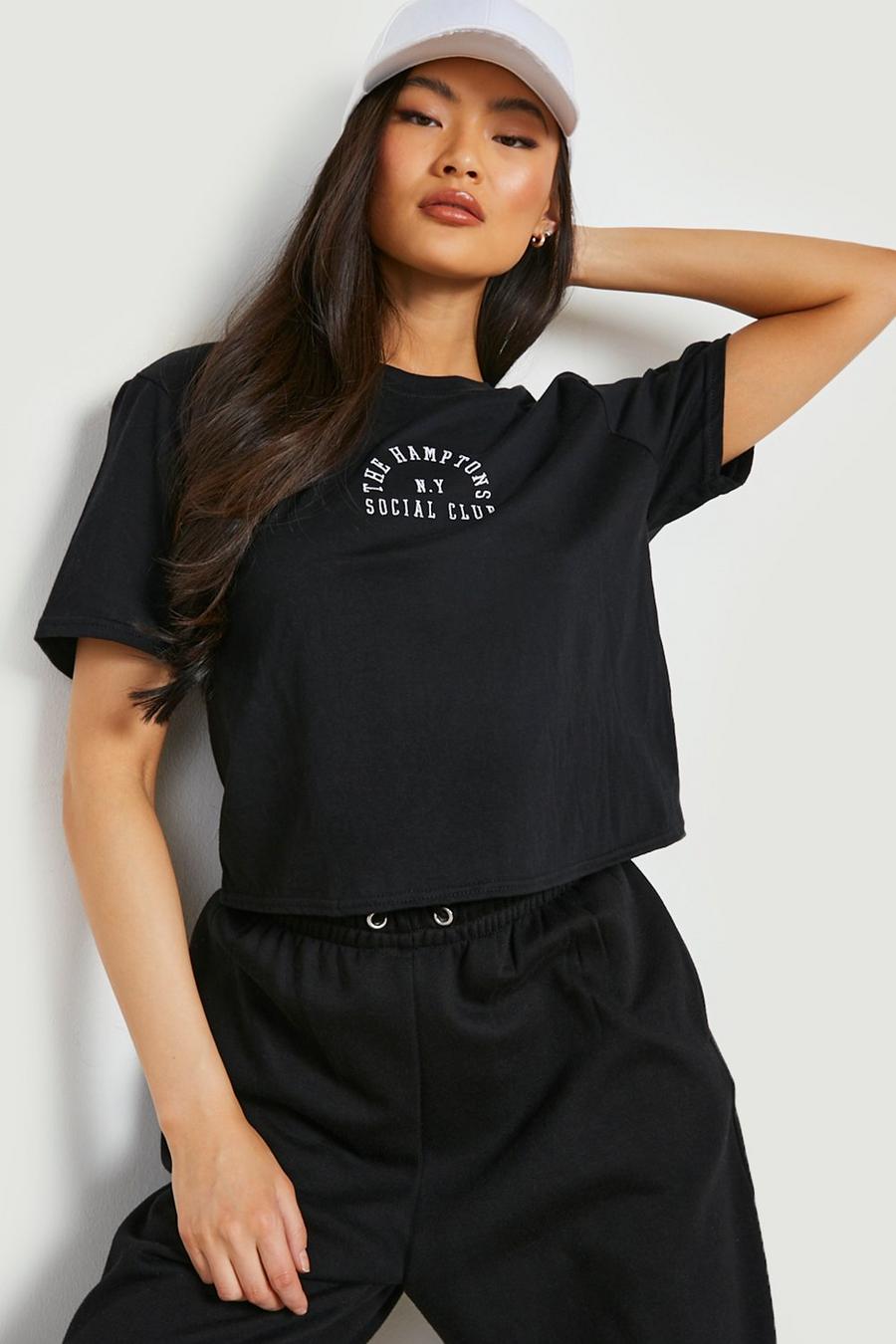 Black The Hamptons Embroidered Overdyed Crop Top image number 1