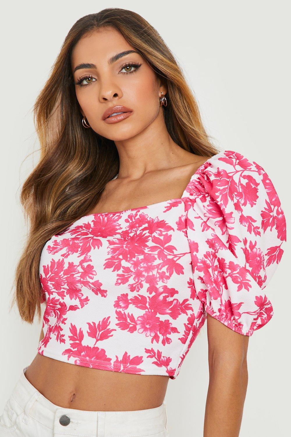 Women's Floral Puff Sleeve Top | Boohoo UK