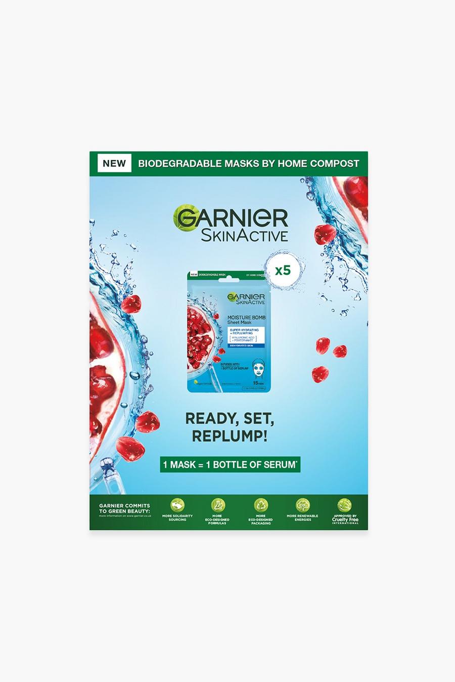 White Garnier Skin Active Moisture Bomb Pomegranate Eco Pack x 5 