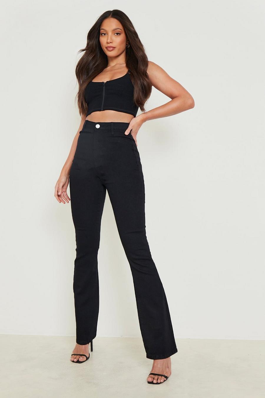 Black Tall Flared Basic High Waist Jeans image number 1