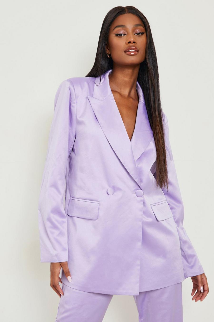 Lilac Satin Tailored Relaxed Fit Blazer image number 1