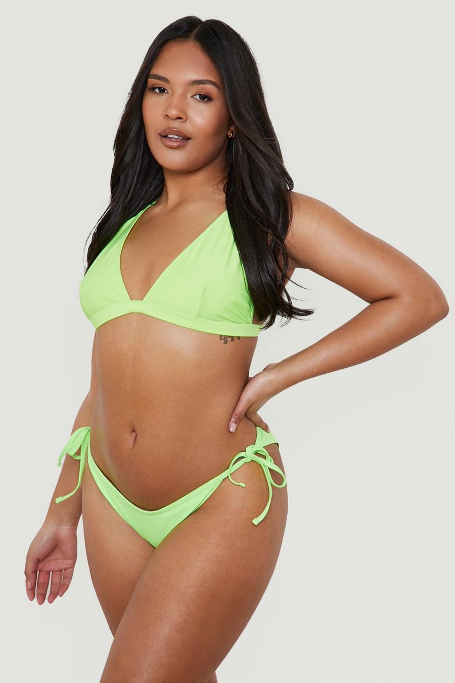 Lime grön Plus - Bikinitrosa med knytdetaljer image number 1