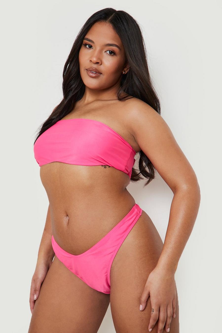 Grande taille - Haut de bikini style bandeau, Pink image number 1