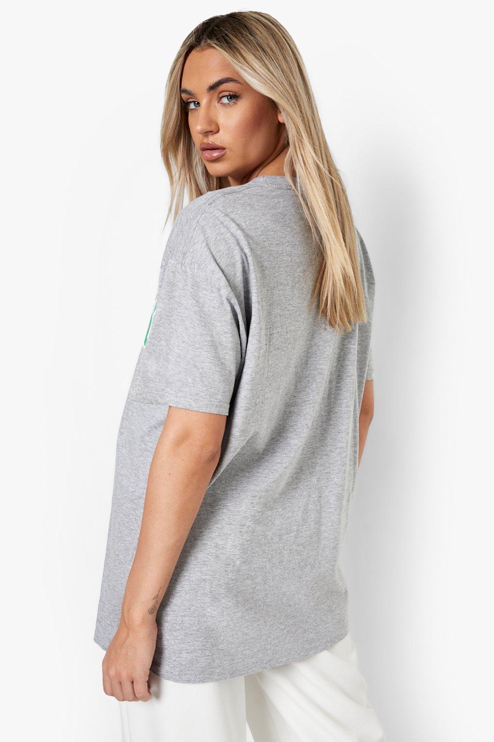 boohoo Womens Plus New York Script T-Shirt - Grey 12